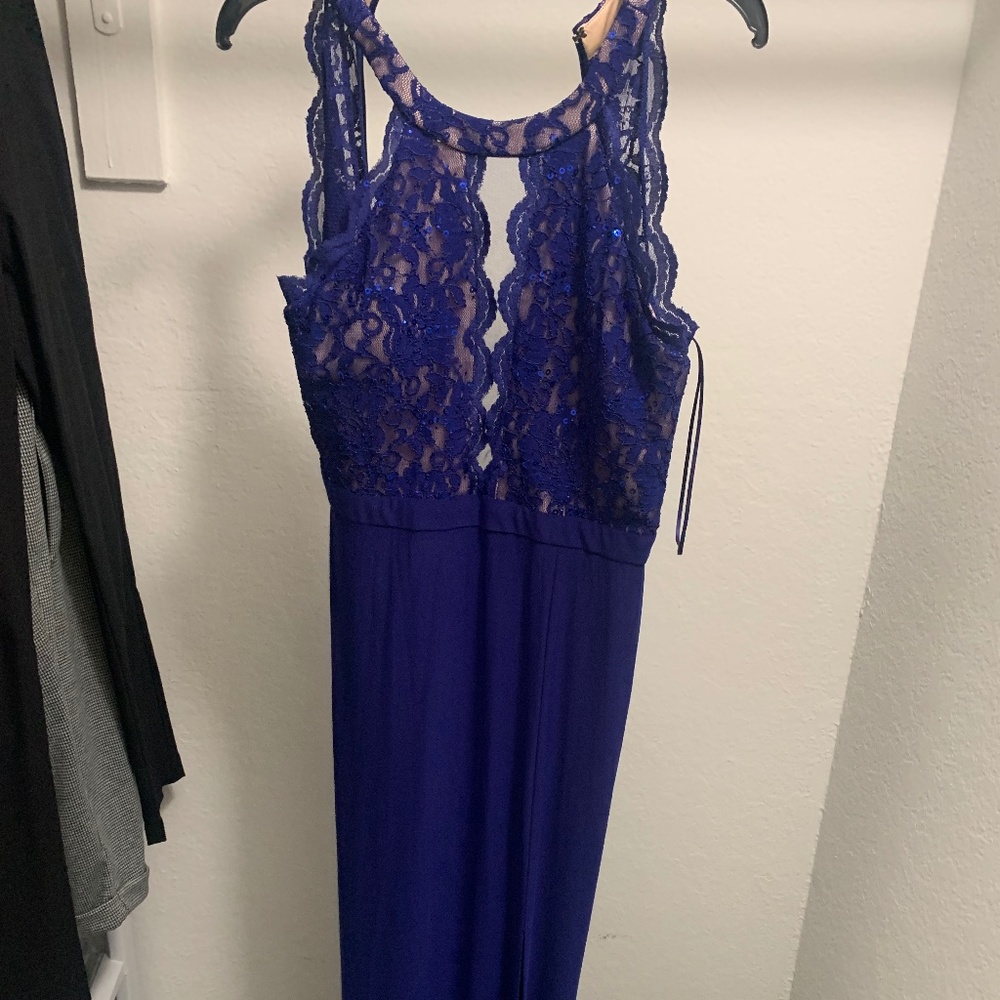 Nightway Long Blue Prom Dress